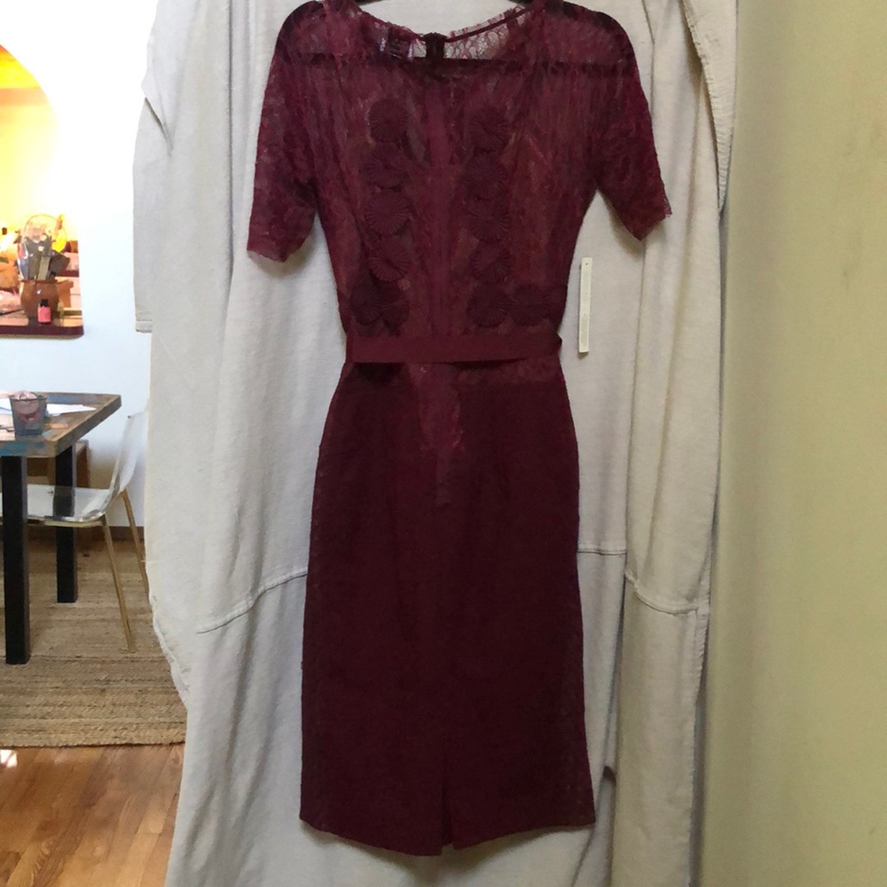 Knee length burgundy dress